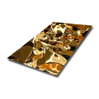 水の波紋鏡 磨いたステンレス鋼のゴールドシート AISI 304 316 カラー 装飾壁面