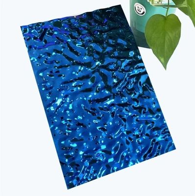 ステンレスシートメーカー pvdコーティング色 サファイアブルー 小型ステンレスシート 水の波紋シート
