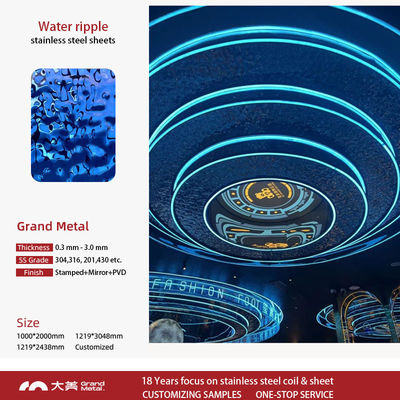 良い価格 水の波紋 ハンマー色 装飾型ステンレス鋼板 ステンレス鋼 304 壁パネル オンライン